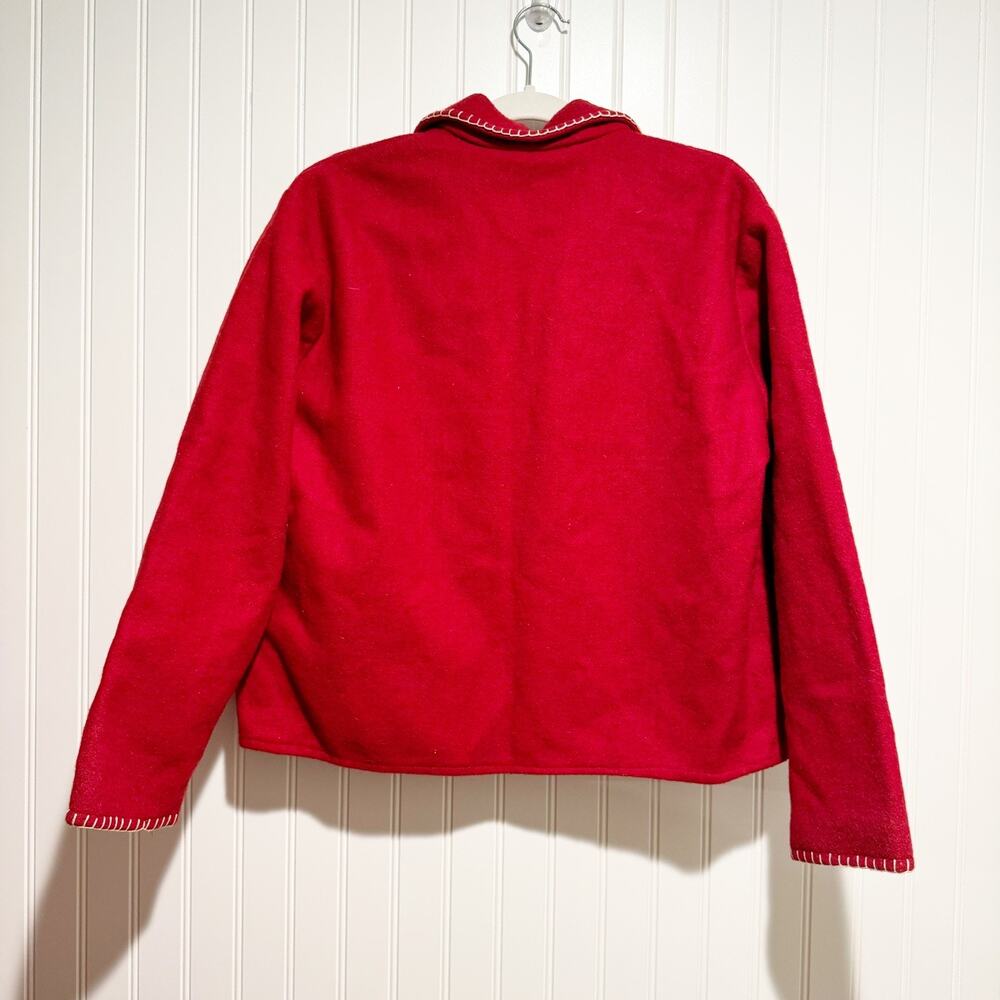 Take Two Red Wool Christmas Jacket Snowmen Size Medium - Picture 6 of 6
